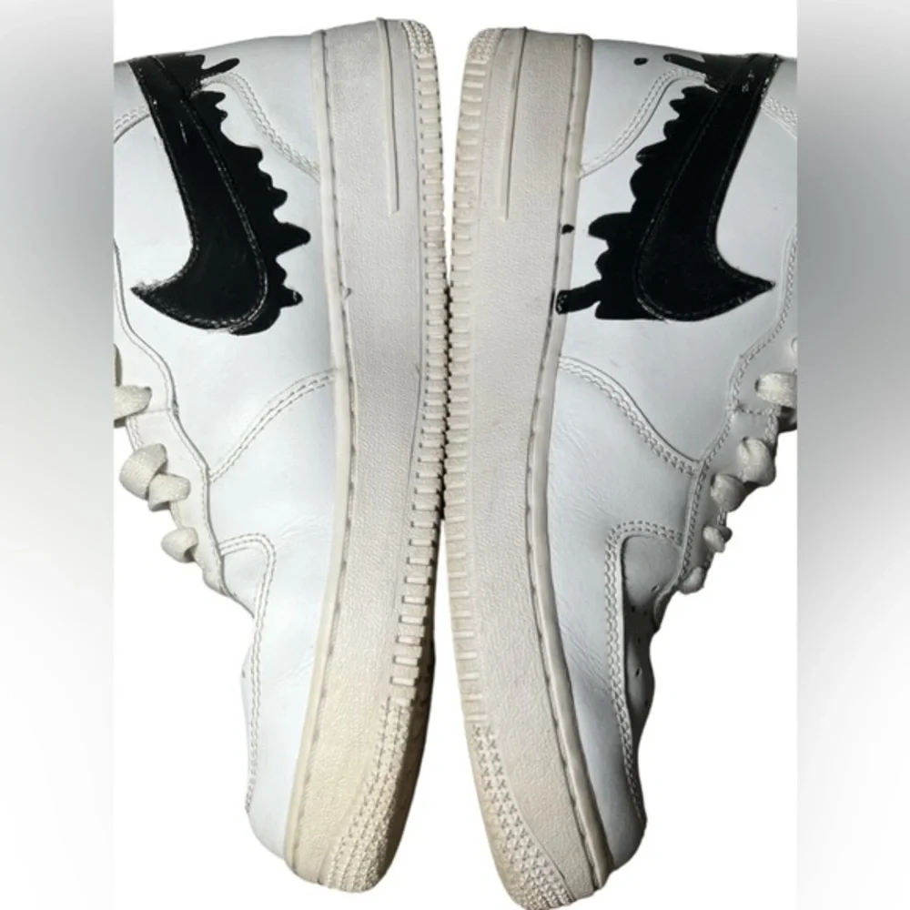 Nike Air Force 1 drip shoes sneakers Size 7Y white & customized black Nike‎ logo